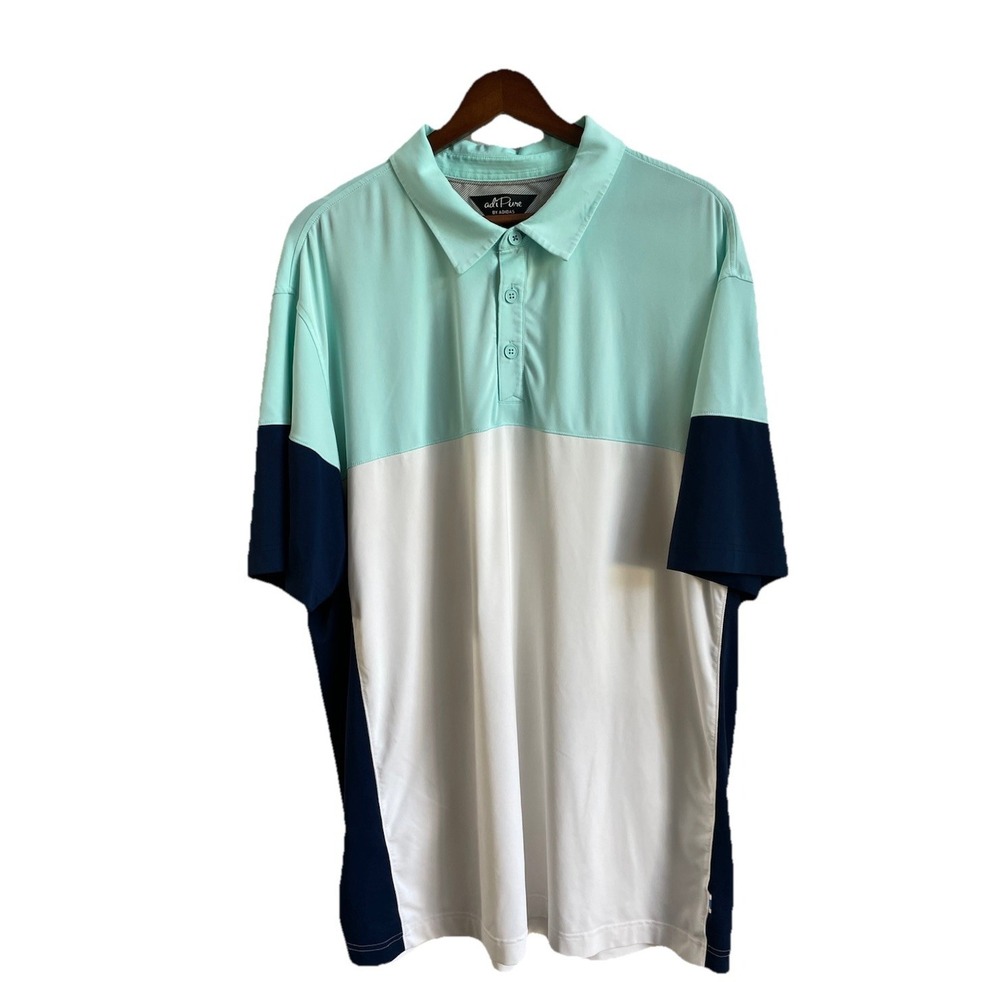 Adidas Adipure Men's XL Golf Polo Shirt Color Block Blue Teal White Luxury Soft